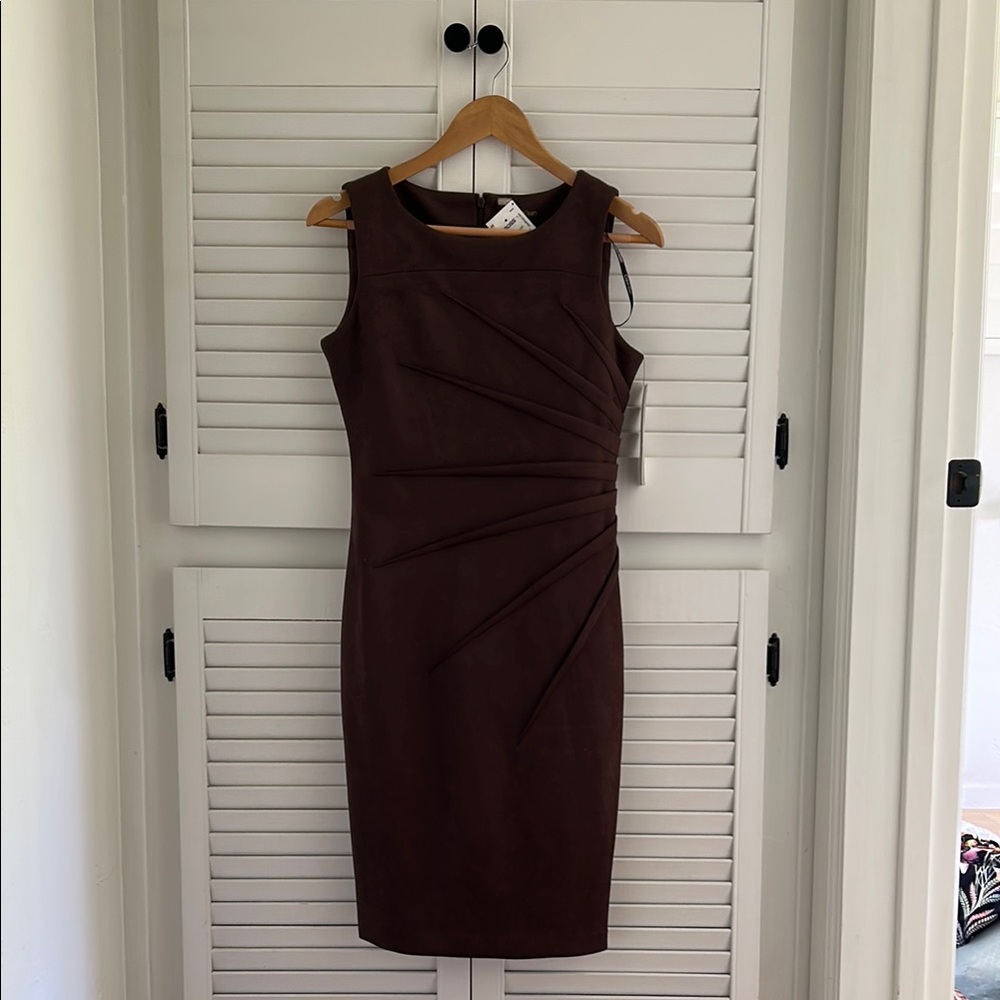 Calvin Klein Brown Ruched Midi Dress